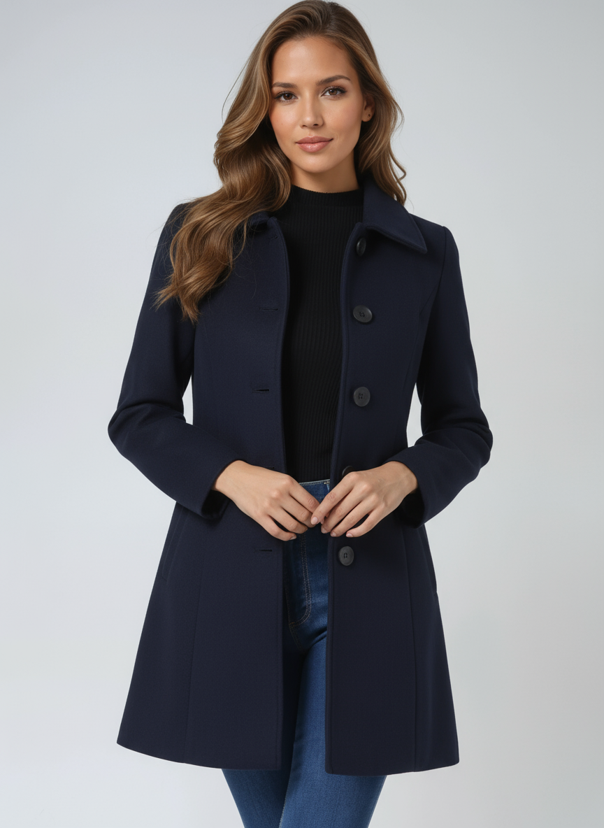 Manteau 3/4 En Laine À Boutonnage Simple