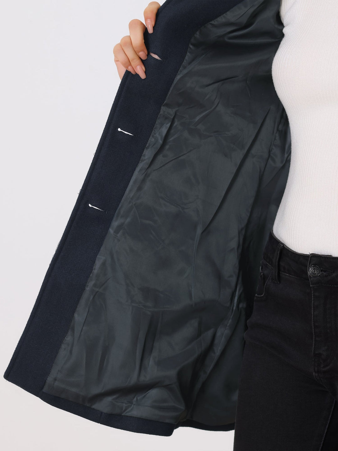 Manteau 3/4 En Laine À Boutonnage Simple